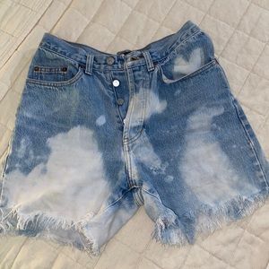 Vintage Gap spotted bleach fringe shorts